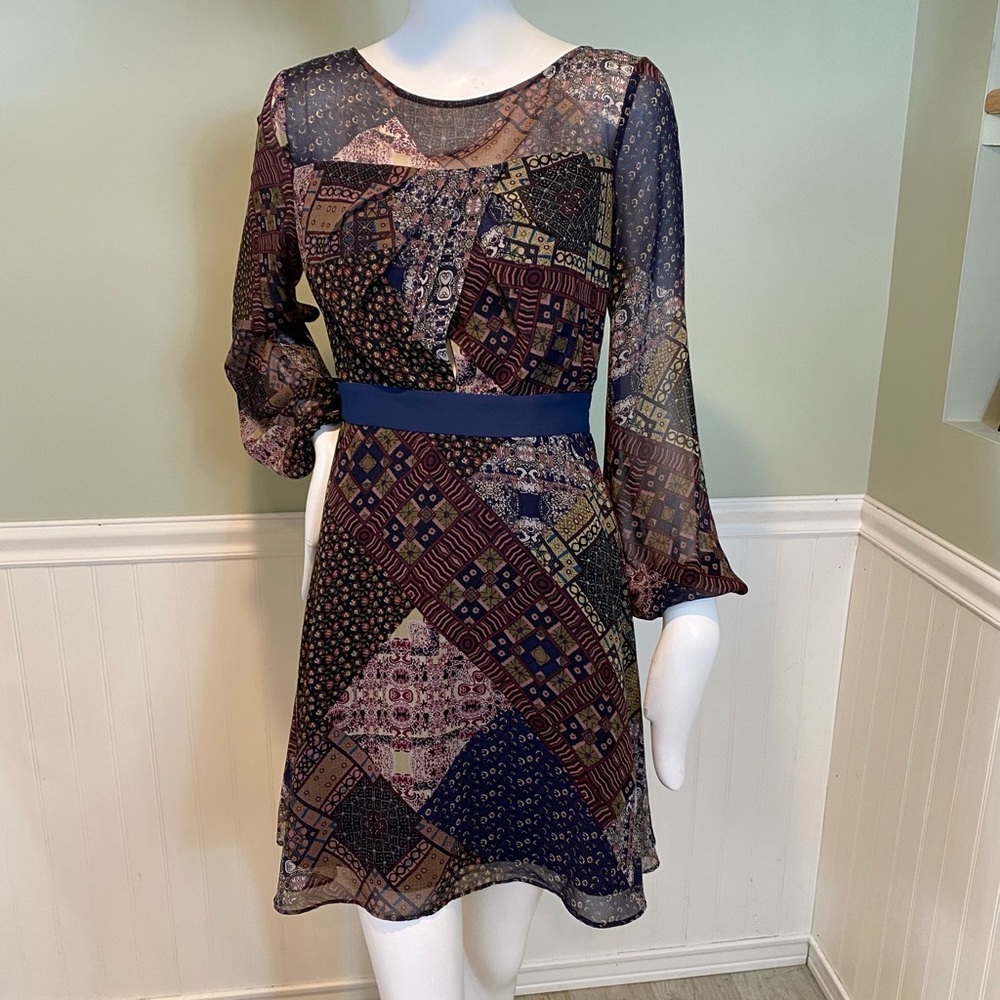 Bcbgeneration Long Sleeve Silk Patterned Dress - image 3